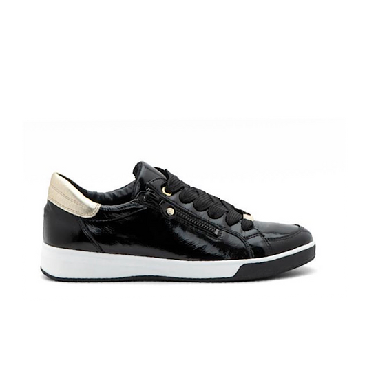 Ara Rei-low en cuir verni noir.