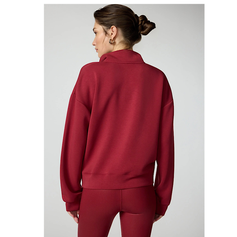 Pull croisé Dreamweave™ à demi-zip – merlot