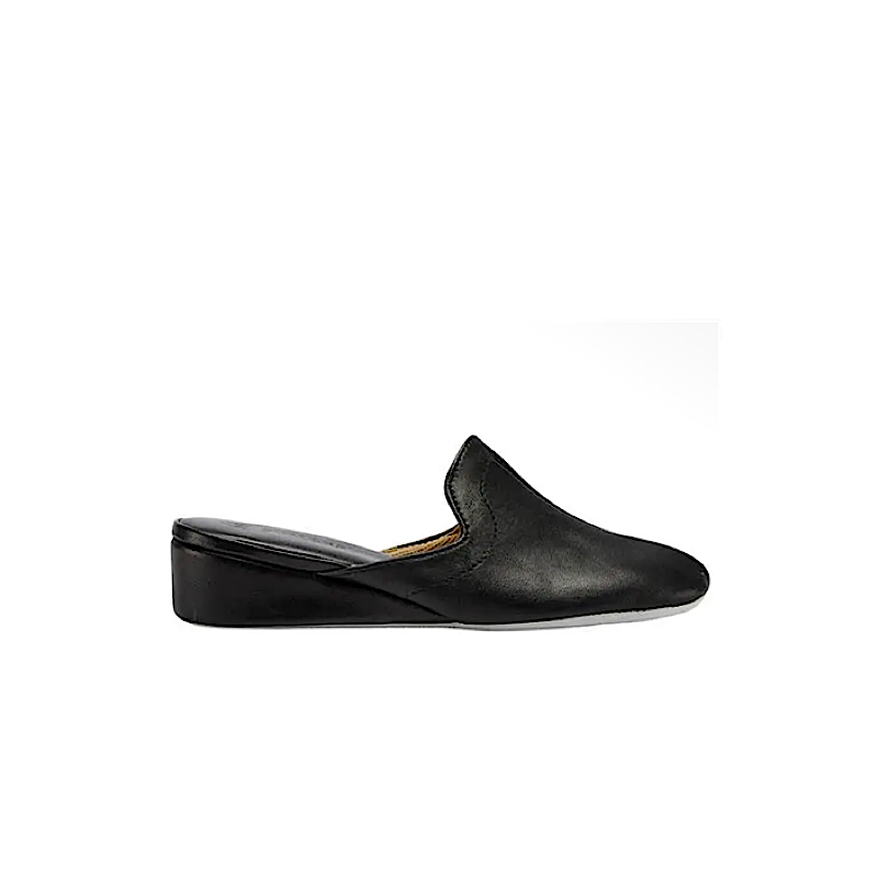 Pantoufles mules en cuir – noir