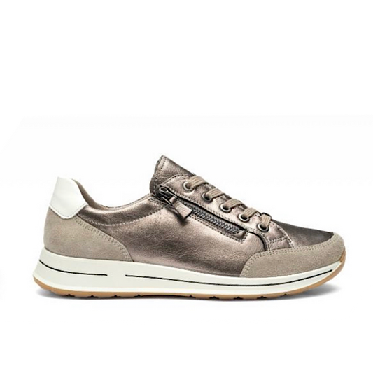 Ara Oleanna en daim beige et cuir anthracite chaud.