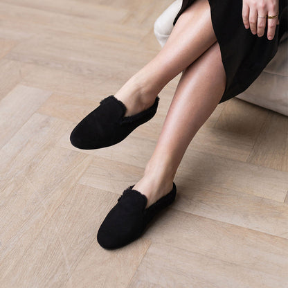 Pantoufles Maya en daim noir