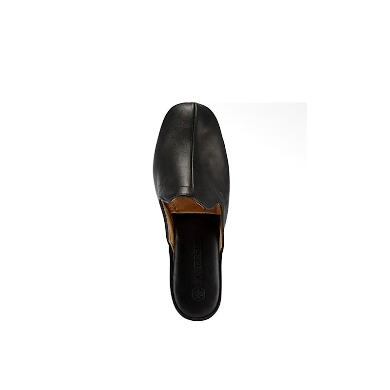Pantoufles mules en cuir – noir