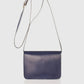 Handbag in slightly shiny navy leather. Made in Italy.