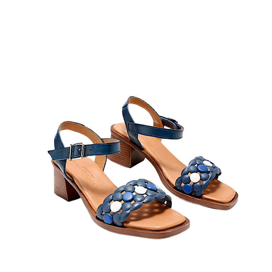 Navy leather sandals.