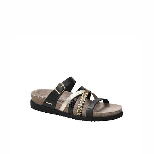 Sandales Mephisto Huleda en cuir noir multi tons.