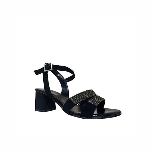 Sandales en suède noir avec strass