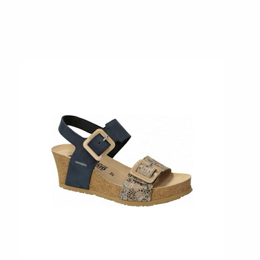 Sandales Mephisto Lissia marine et beige multi.