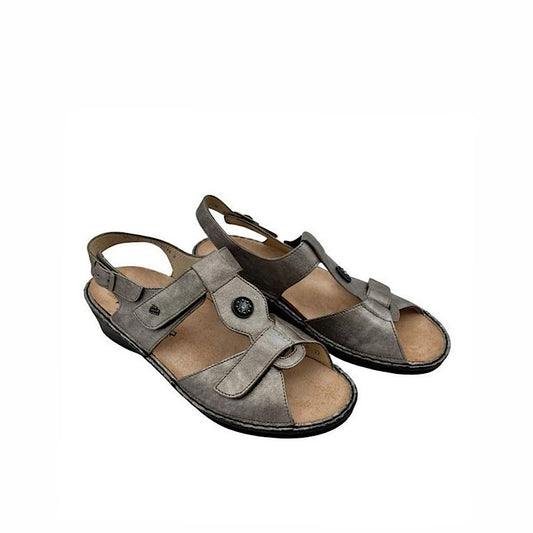 Sandales orthopédiques Finn Comfort Adana, en cuir étain.