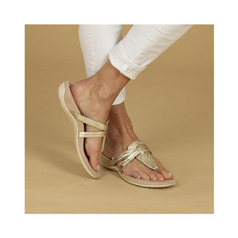 Vionic Bertha sandals, in gold leather.