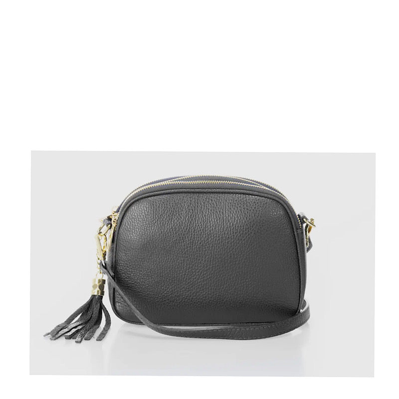 Black leather handbag. Made in Italy.