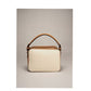 Ivory and cognac leather handbag. Made in Italy.