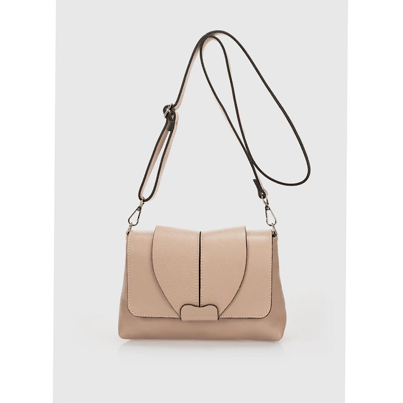 Beige leather handbag. Made in Italy.
