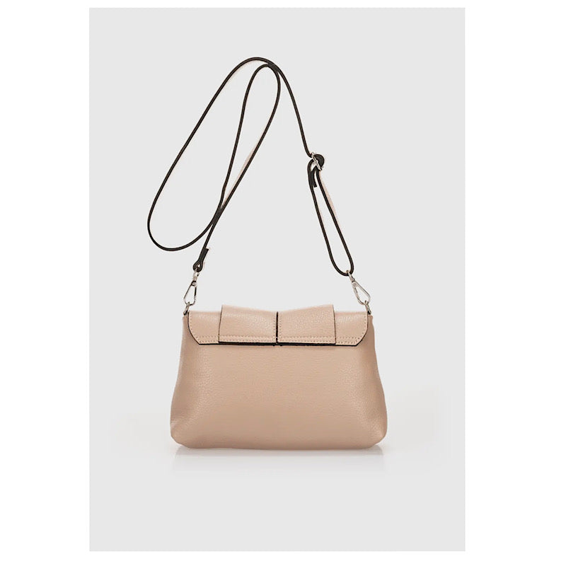 Beige leather handbag. Made in Italy.