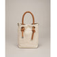 Handbag with ivory and cognac leather handles. Made in Italy.