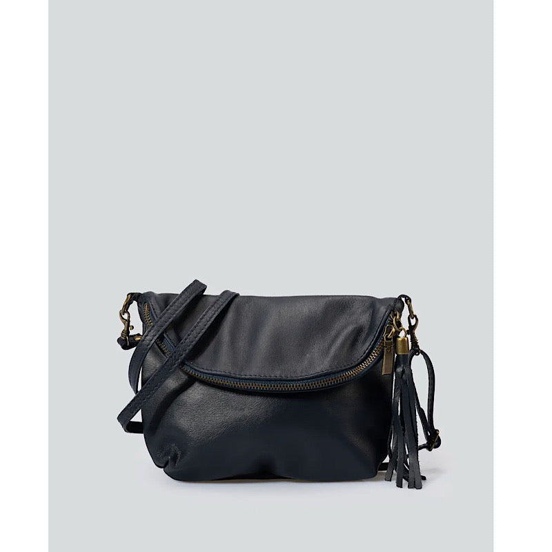 Dark navy leather handbag. Made in Italy.