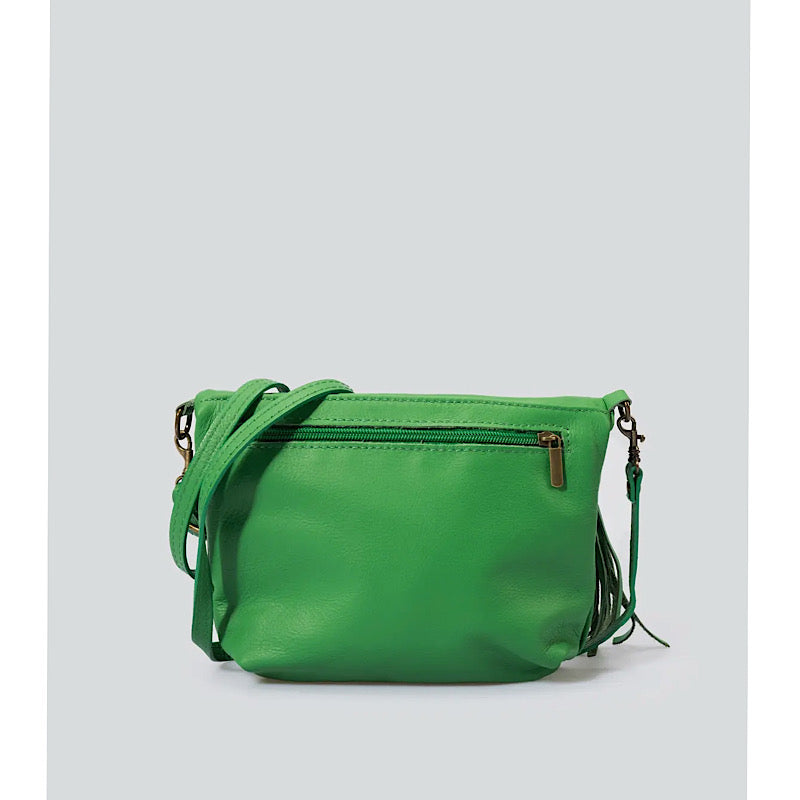 Green leather handbag. Made in Italy.