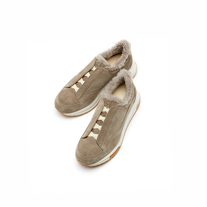 Chaussures La Canadienne en mouton, daim imperméable.