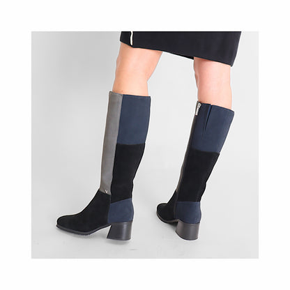 Bottes Valdini Bailey, en daim noir gris et marine.