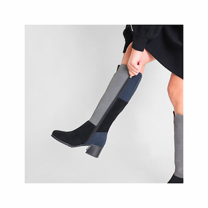 Bottes Valdini Bailey, en daim noir gris et marine.