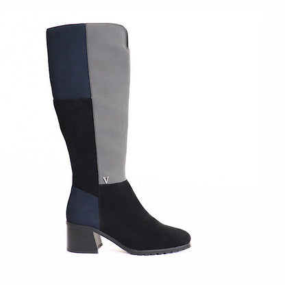 Bottes Valdini Bailey, en daim noir gris et marine.