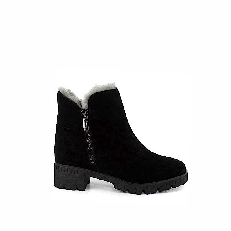 Bottes Valdini Ivory, en daim noir imperméable.