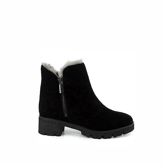 Bottes Valdini Ivory, en daim noir imperméable.