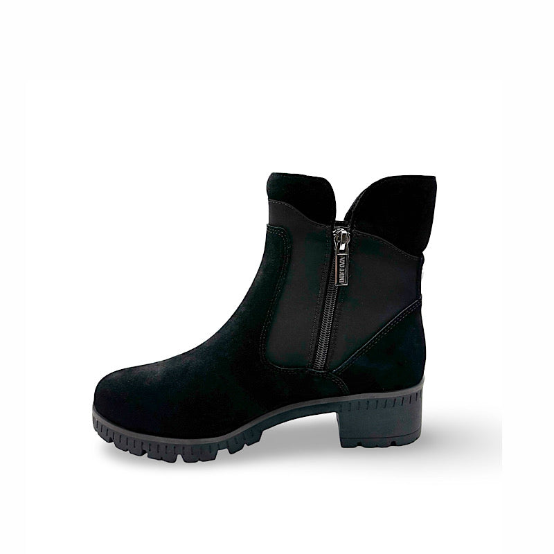 Bottes Valdini Izzy, en daim noir imperméable.
