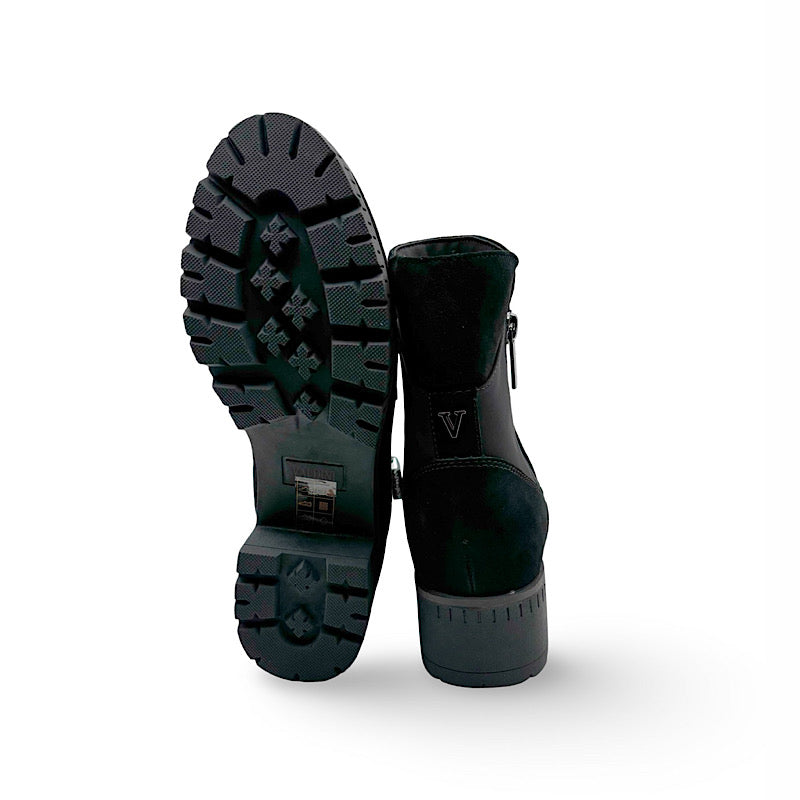 Bottes Valdini Izzy, en daim noir imperméable.