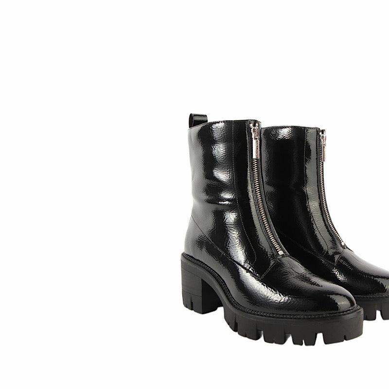 Bottes Valdini Holly en cuir verni noir imperméable.