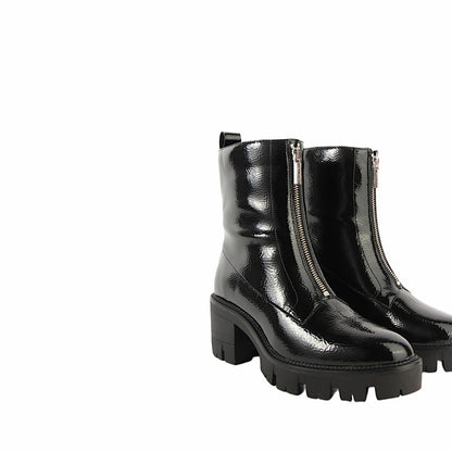 Bottes Valdini Holly en cuir verni noir imperméable.