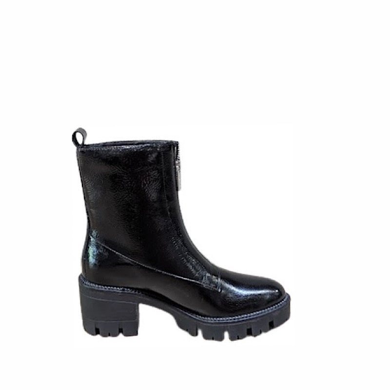 Bottes Valdini Holly en cuir verni noir imperméable.