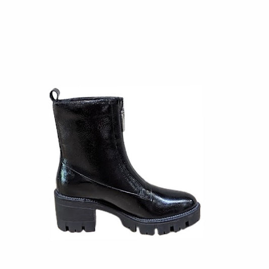 Bottes Valdini Holly en cuir verni noir imperméable.
