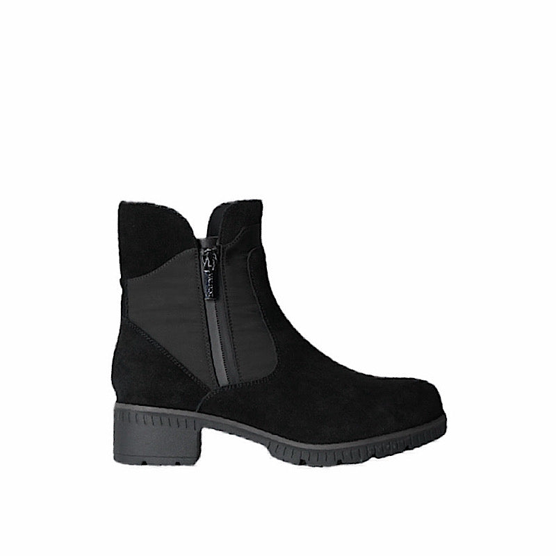 Bottes Valdini Izzy, en daim noir imperméable.