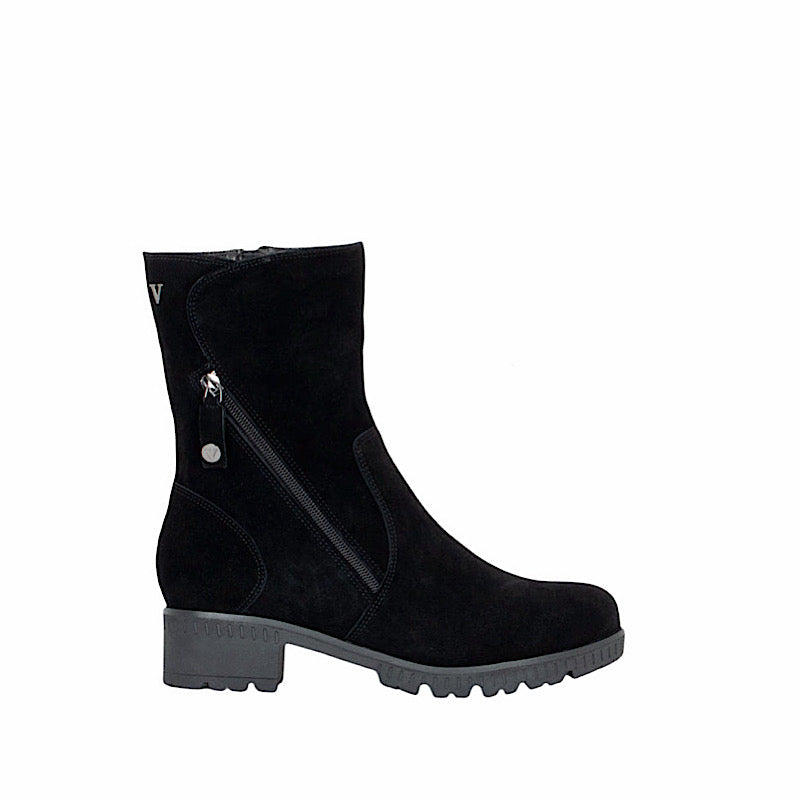 Bottes Valdini Iris, en daim noir imperméable.