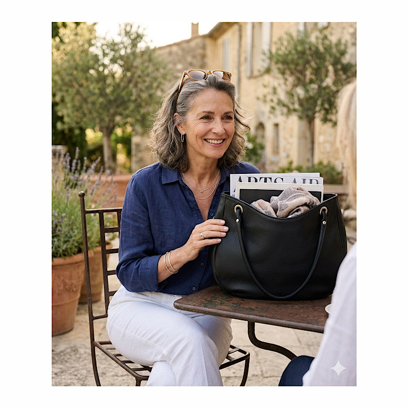 Sac noir en cuir nappa.