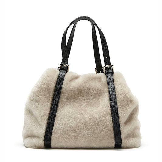 Meyer sac à main beige fourre-tout en mouton, La Canadienne.