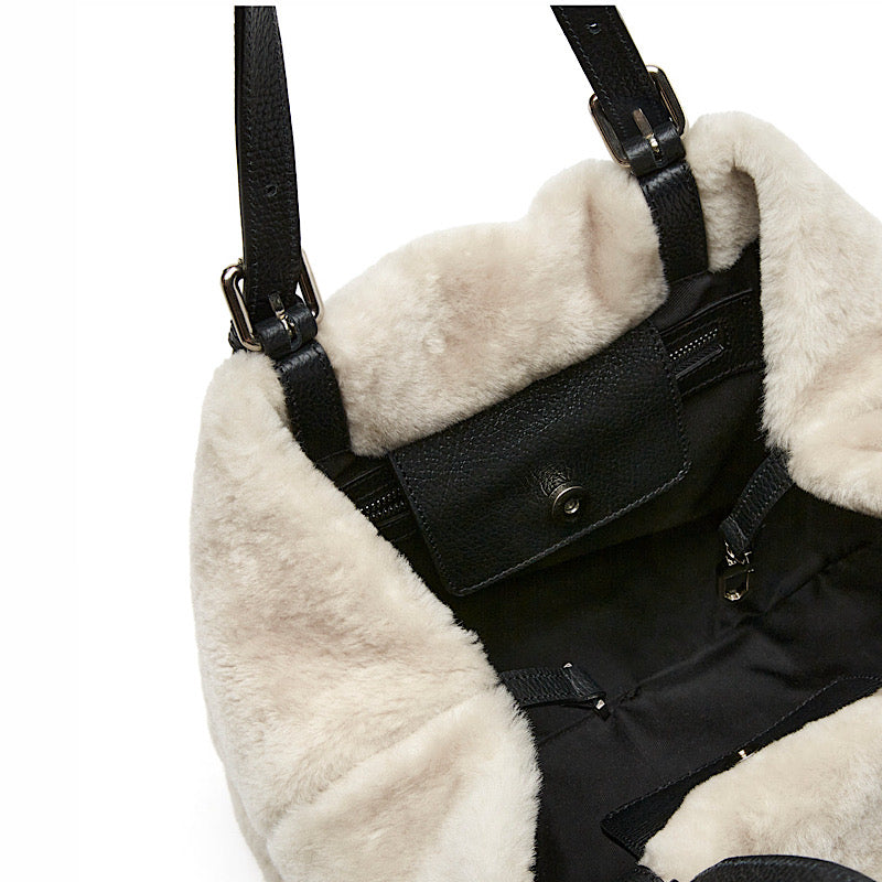 Meyer sac à main beige fourre-tout en mouton, La Canadienne.