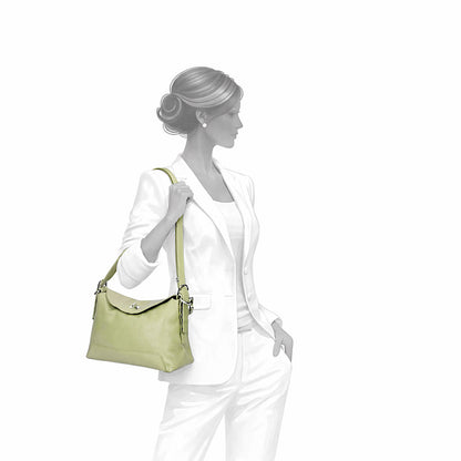 Sac en cuir vert sauge.