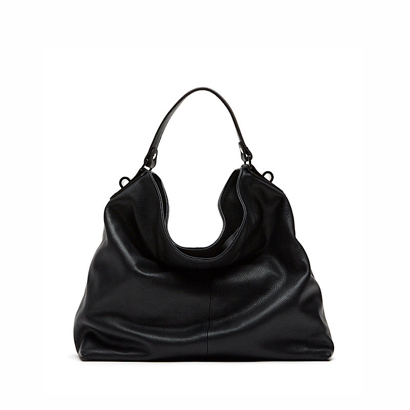 Sac à main/bandoulière La Canadienne Monty en cuir noir.