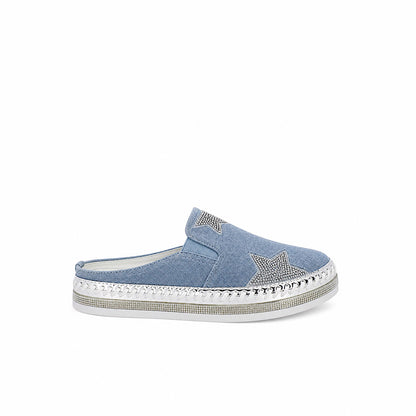 Mules denim étoilées scintillantes