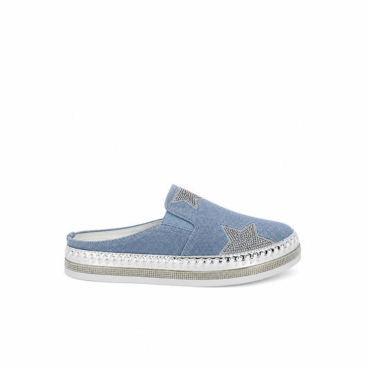 Mules denim étoilées scintillantes