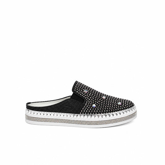 Mules noires scintillantes à enfiler