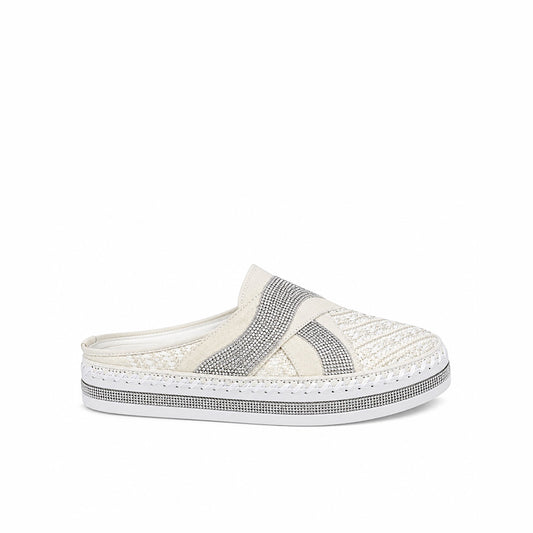 Mules tressées blanches scintillantes
