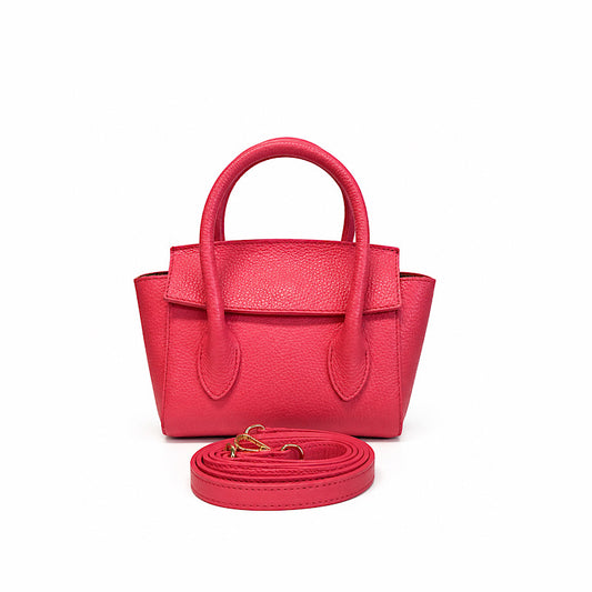 Mini sac en cuir véritable– Rose pastèque