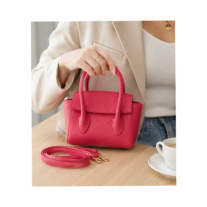 Mini sac en cuir véritable– Rose pastèque
