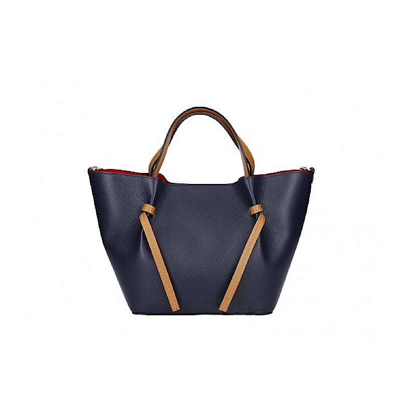 Sac en cuir marine et tan – Fabriqué en Italie