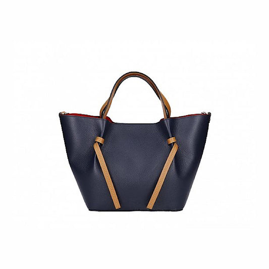 Sac en cuir marine et tan – Fabriqué en Italie