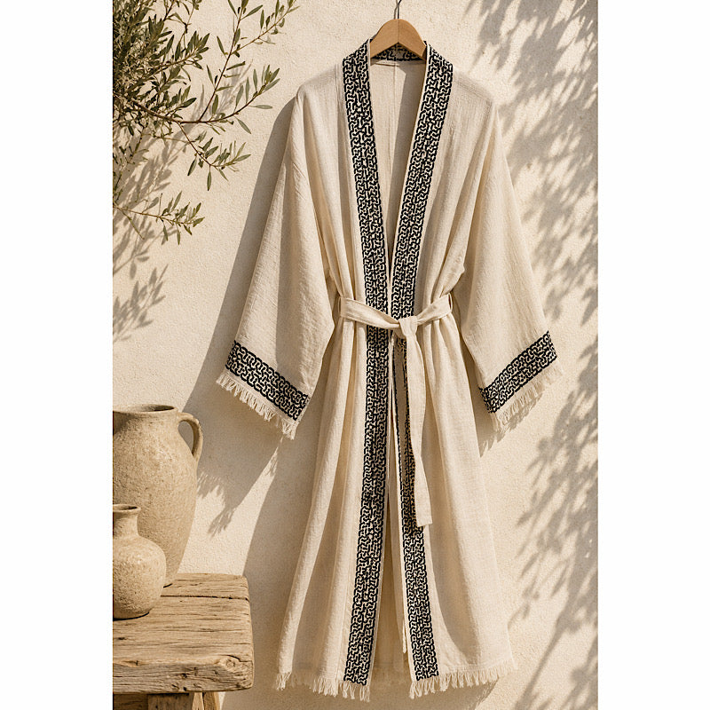 Kimono en lin naturel – Tissé à la main