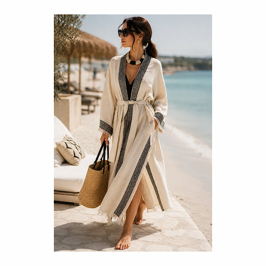 Kimono en lin naturel – Tissé à la main