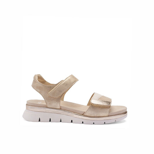Sandales Ara en cuir ivoire et daim beige